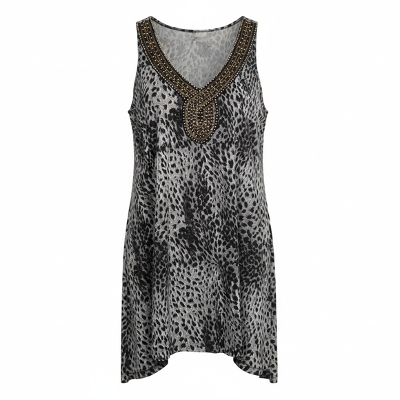 Lane Bryant Tops - Lane Bryant Embellished Leopard Print Sleeveless Top